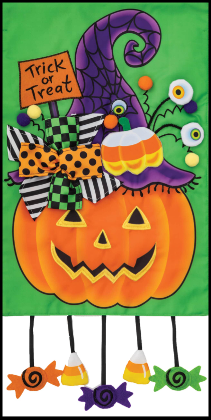 Pumpkin Candy Applique Garden Flag