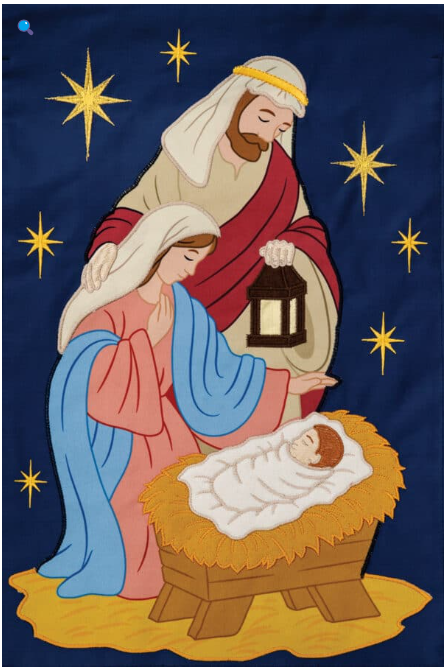 Mary Joseph and Baby Applique Garden Flag