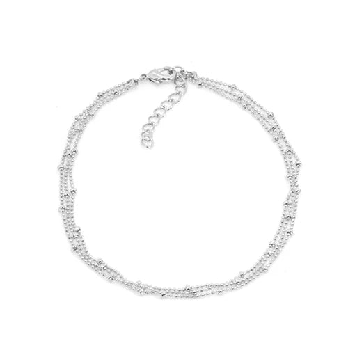 Silver Maya J Triple Chain Anklet