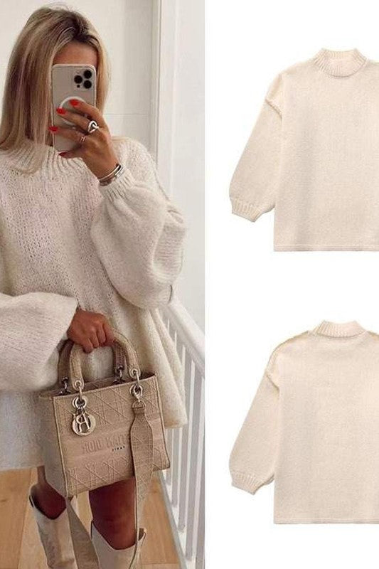 ELEGANT ROUND NECK SIMPLE STYLE THIN SWEATER