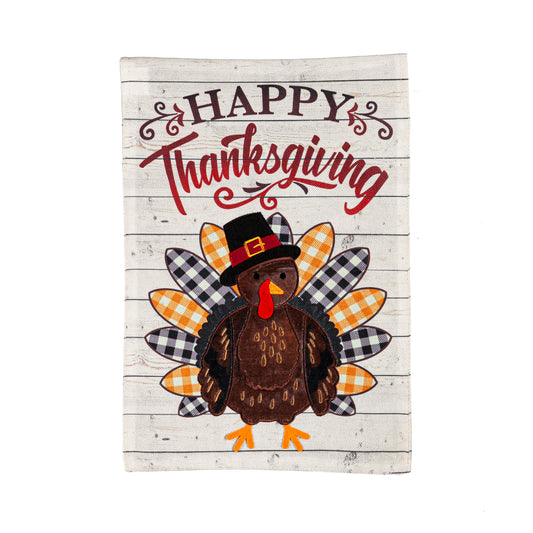 Pilgrim Turkey House Burlap Flag