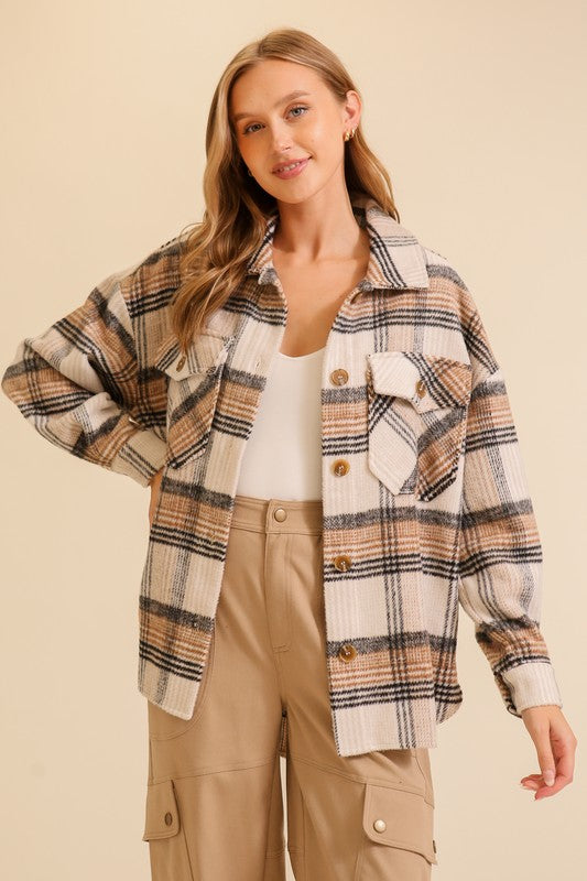 Fall Vibes Plaid Button Up Shacket