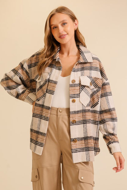 Fall Vibes Plaid Button Up Shacket