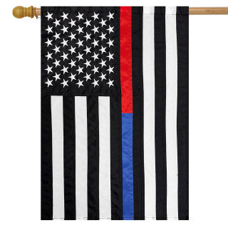 Thin Blue & Red Line Embroidered Flag