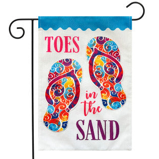 Toes In The Sand Burlap Flag