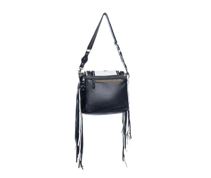 Zunia Leather & Hairon Bag in Coal