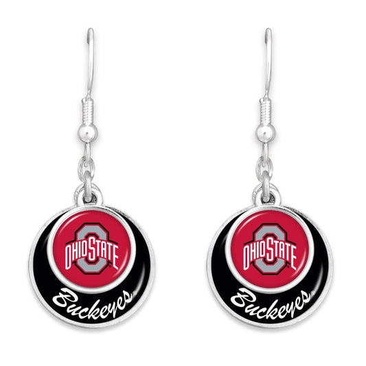 From The Heart - Ohio State Buckeyes Stacked Disk Earrings