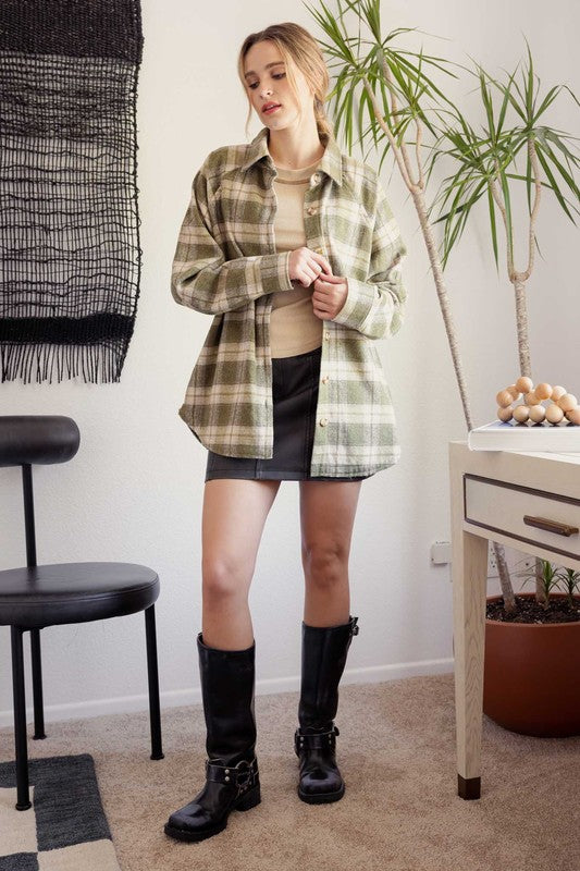 Amanza OVERSIZED COLLARED LONG SLEEVE BUTTON DOWN SHIRT