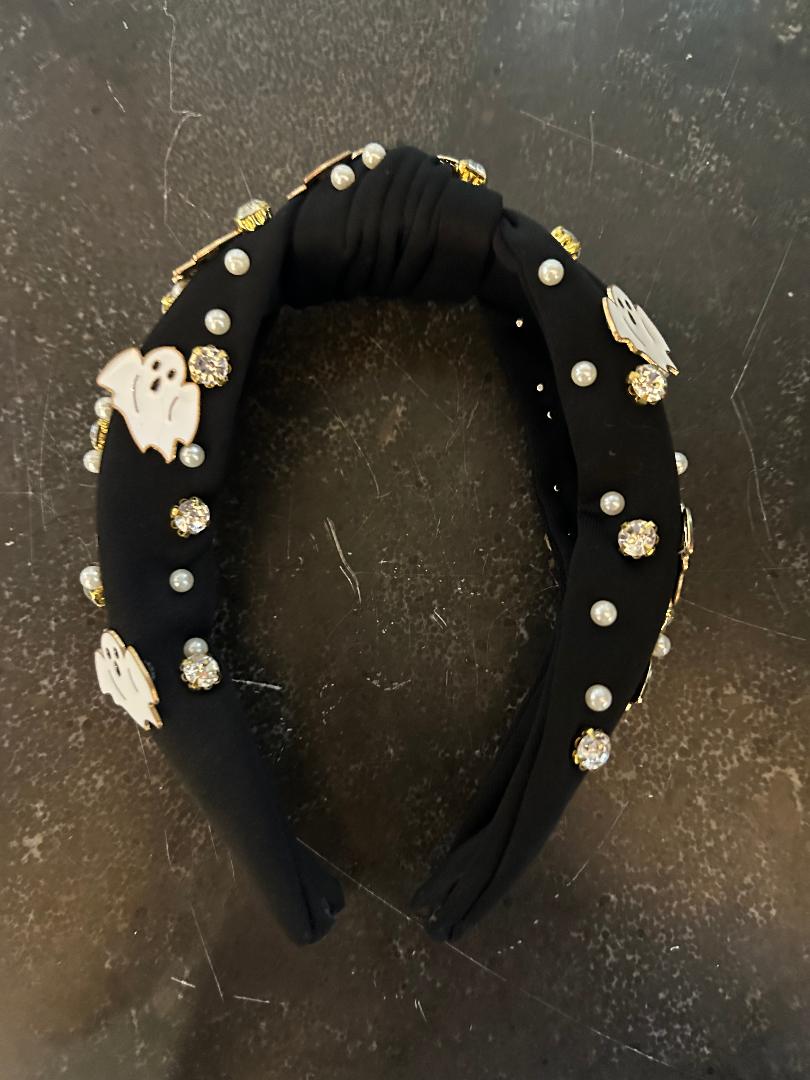 Black Bejeweled Ghost Headband