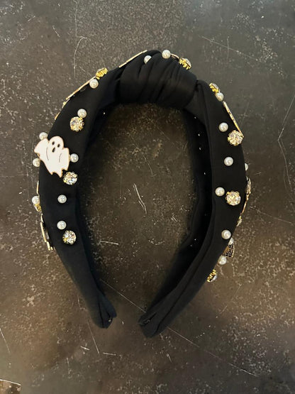 Black Bejeweled Ghost Headband