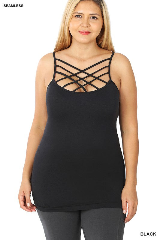 Plus Size SEAMLESS TRIPLE CRISS-CROSS FRONT CAMI PLUS SIZES