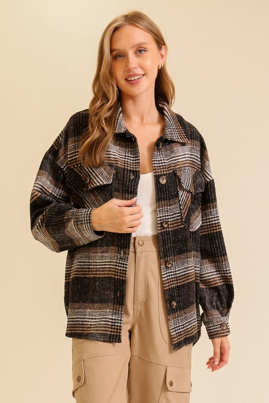 Fall Vibes Plaid Button Up Shacket