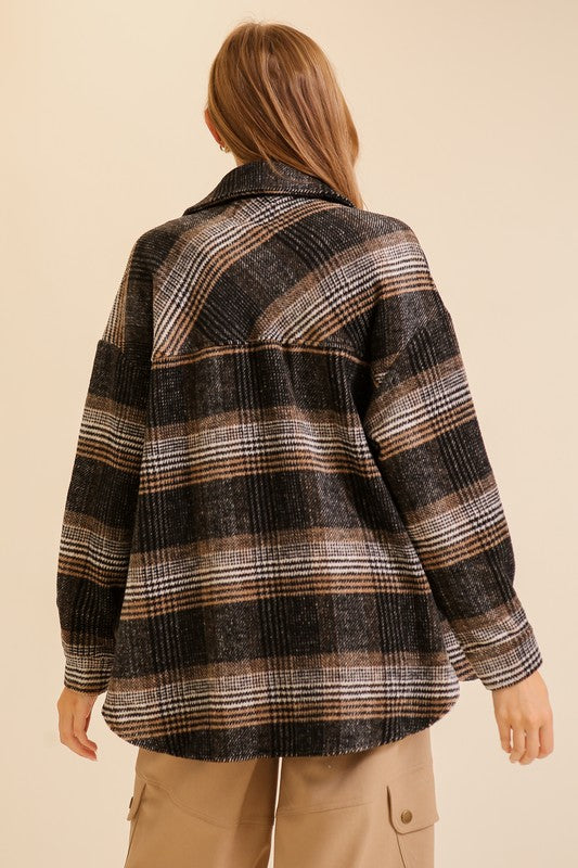 Fall Vibes Plaid Button Up Shacket