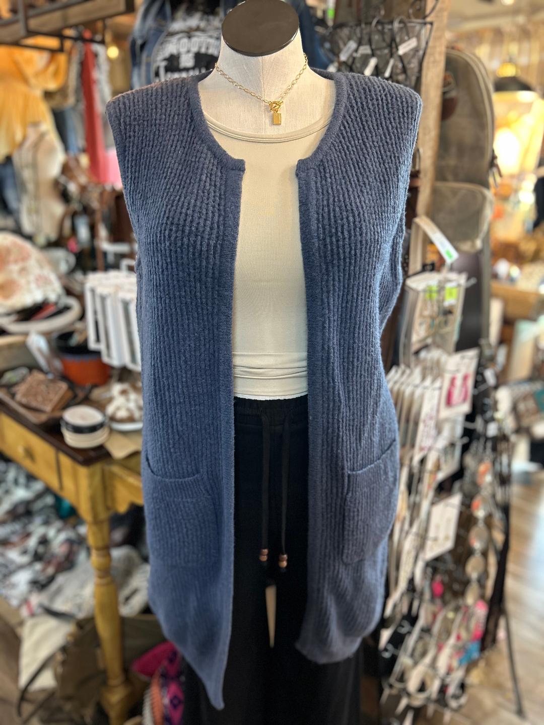 Blue Cardigan Vest