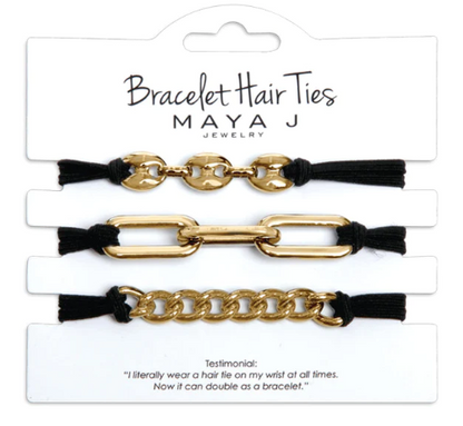 Bracelet Hair Ties - Black Gold Elastic Cord