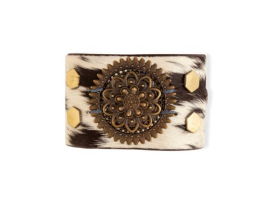 Brandianna Hair-on Hide Cuff Bracelet in Dark