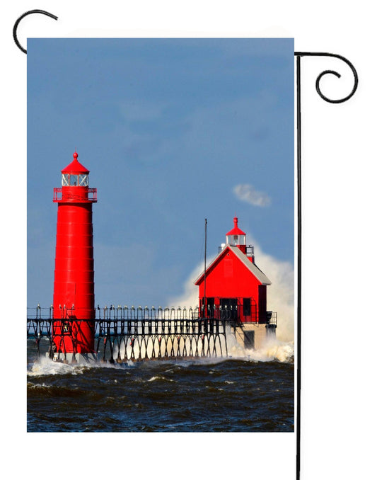 Happy Cow Lawn Decor - Grand Haven Lighthouse Garden Flag G2587