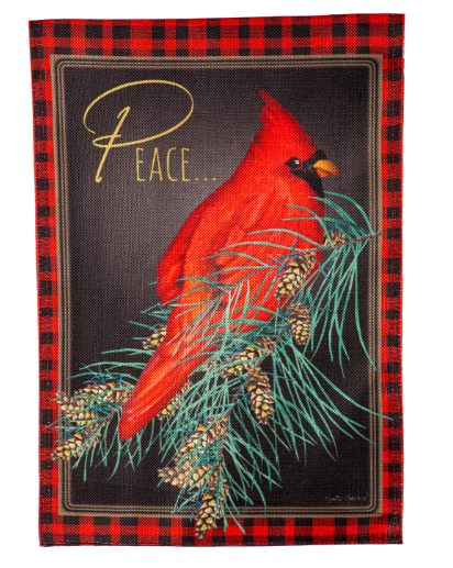 Cardinal Peace Burlap Garden Flag