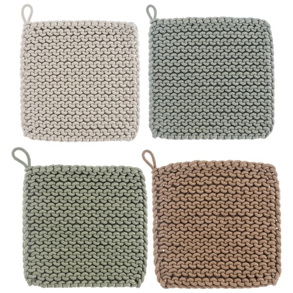 Cotton Crochet Pot Holder 4 Piece Set