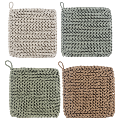 Cotton Crochet Pot Holder 4 Piece Set