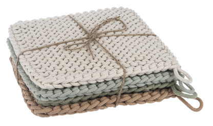 Cotton Crochet Pot Holder 4 Piece Set