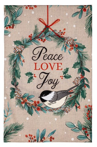 Chickadee Wreath Burlap Flag