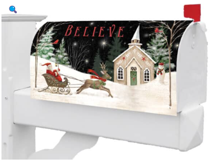 Church and Sleigh Mailbox Cover