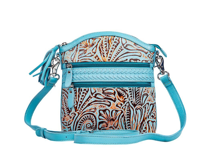 Clarendon Embossed Leather Bag in Blue