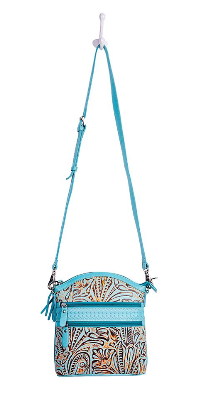 Clarendon Embossed Leather Bag in Blue