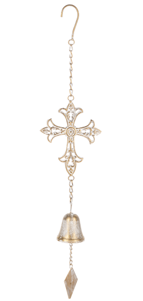 Gold with Whitewash Cross Windchime