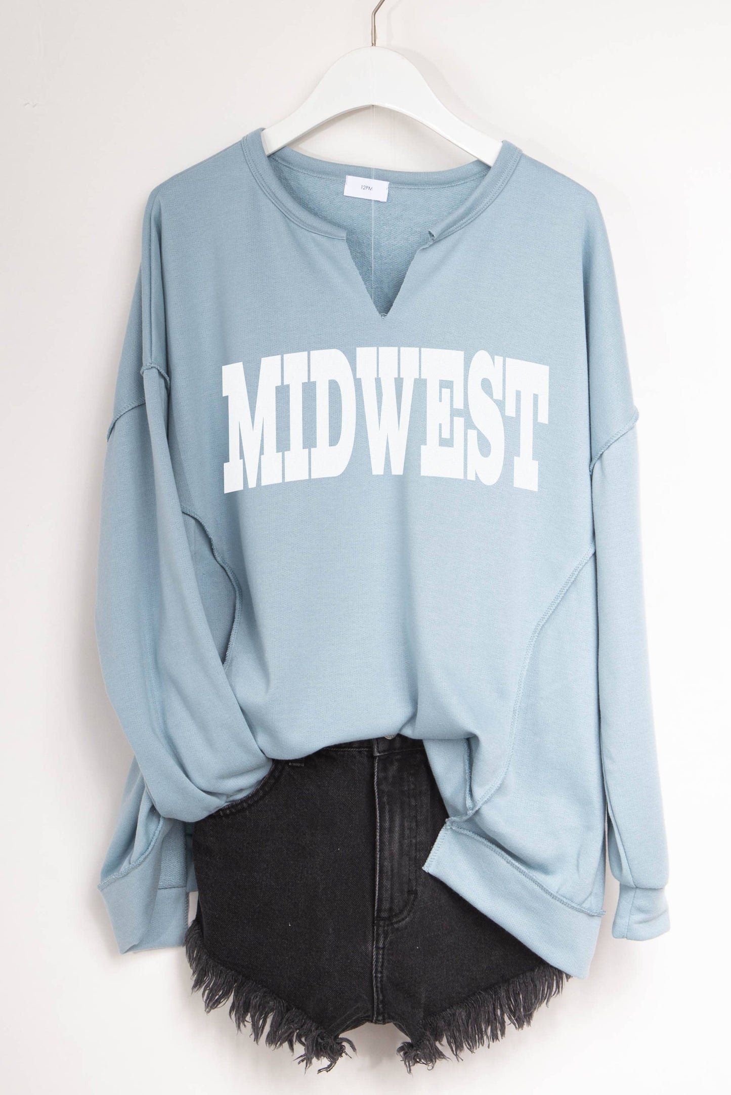 WOMEN'S MIDWEST NOTCH NECK OVERSIZED GRAPHIC SWEATSHIRT