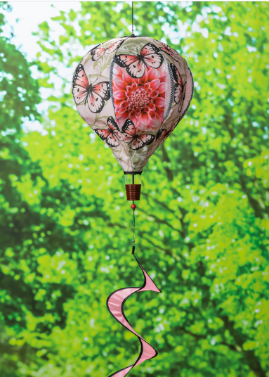 Dahlia & Butterflies Burlap Balloon Spinner