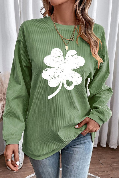 Lucky Distressed Clover St Patrick's Corded Sweatshirt (Copy)