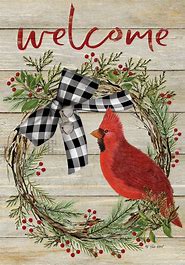 Cardinal Wreath Garden Flag