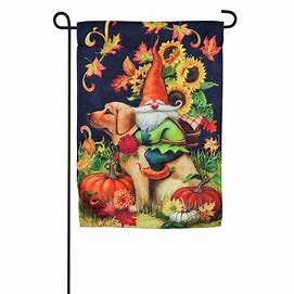 Harvest Gnome Garden Suede Flag