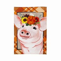 Fall Pig Garden Burlap Flag