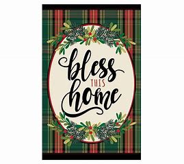 Bless This Home Plaid Garden Linen Flag