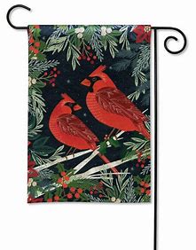 Cardinals and Berries Garden Flag