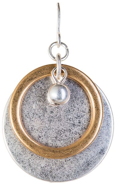 Two Tone Disc Circle Overlay Pearl Earring