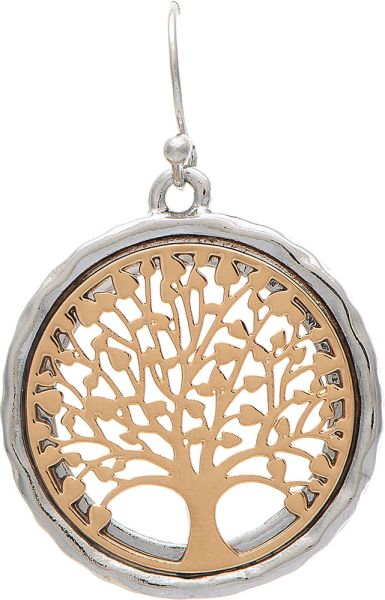 Two Tone Round Tree of Life Earring