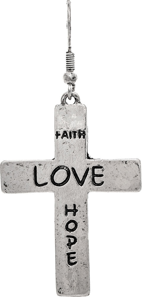 Love Hope Faith Cross Earrings