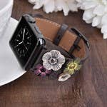 Genuine Leather Floral Or Butterfly Rivets Band