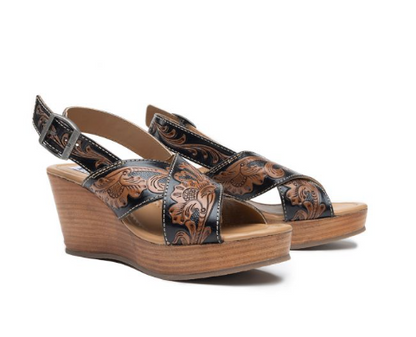 Flower Ridge Hand-tooled Sandals