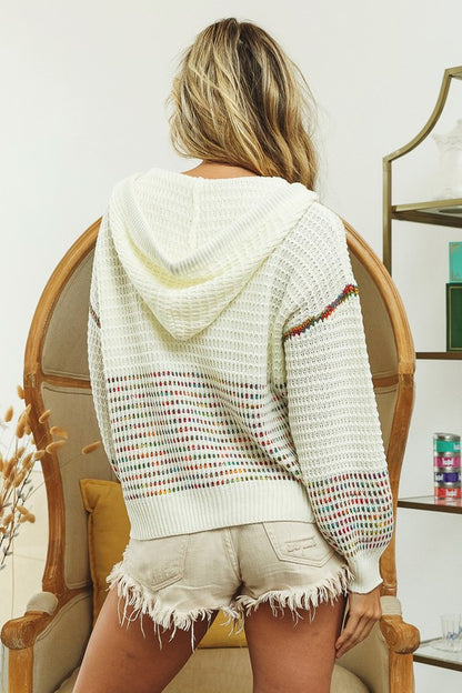 FLYNN MULTI COLORS STITCHES SWEATER HOODIE!