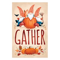 Gather Gnome Friends Garden Burlap Flag