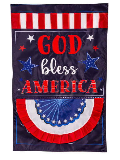Patriotic God Bless America Applique Flag