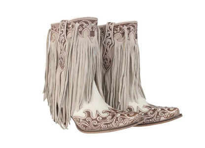 Hannah Canyon Fringed Hand-tooled Boots