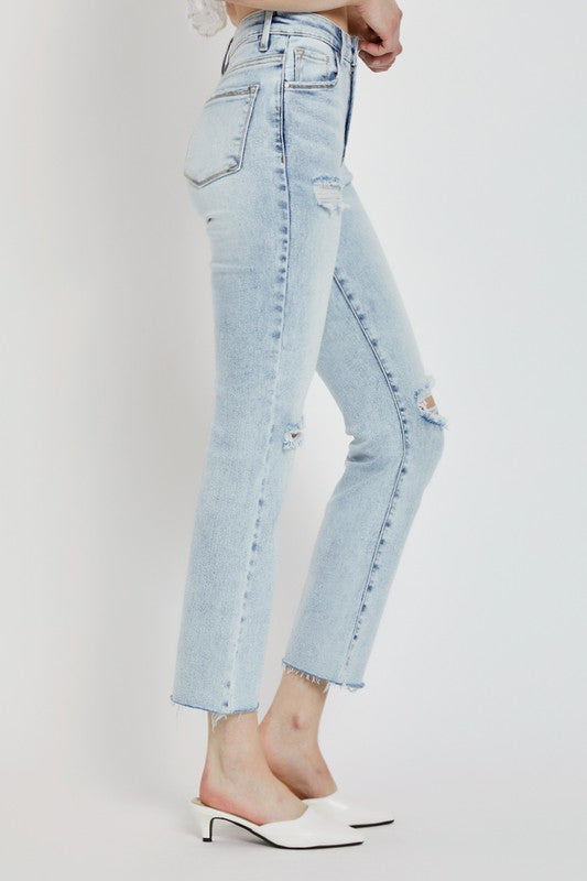 HIGH RISE ANKLE STRAIGHT JEANS