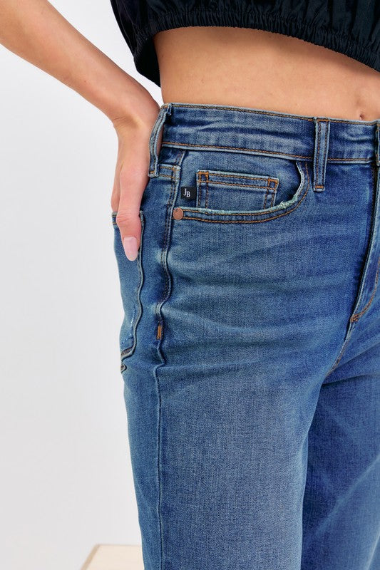 High Waist Straight Fit Judy Blue Jeans Dark Wash