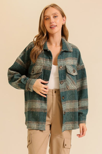 Fall Vibes Plaid Button Up Shacket